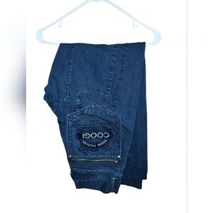 Mens COOGI Indigo Blue Denim Jeans with Embroidered Pocket Size 34 Waist